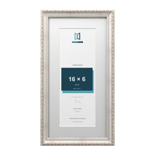 Louis Range Silver Picture, Photo & Poster Frame with White Mount - 20x10" Frame for 16x6" Photo, Silver