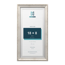 Louis Range Silver Picture, Photo & Poster Frame with White Mount - 20x10" Frame for 18x8" Photo, Silver