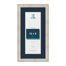 Louis Range Silver Picture, Photo & Poster Frame with Pacific Blue Mount - 20x10" Frame for 16x6" Photo, Silver
