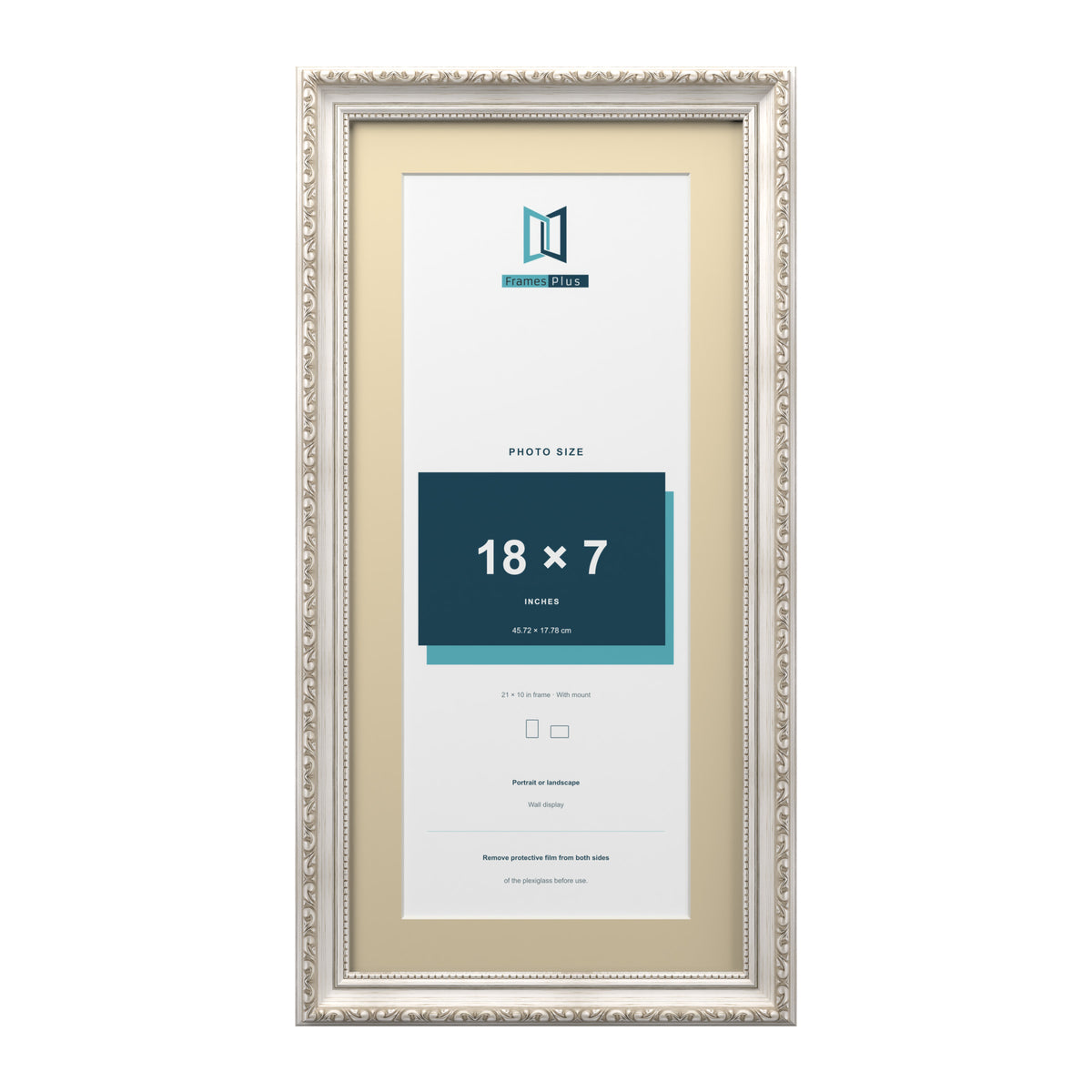 Louis Range Silver Picture, Photo & Poster Frame with Ivory Mount - 21x10" Frame for 18x7" Photo, Silver