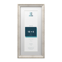 Louis Range Silver Picture, Photo & Poster Frame with White Mount - 22x10" Frame for 18x6" Photo, Silver