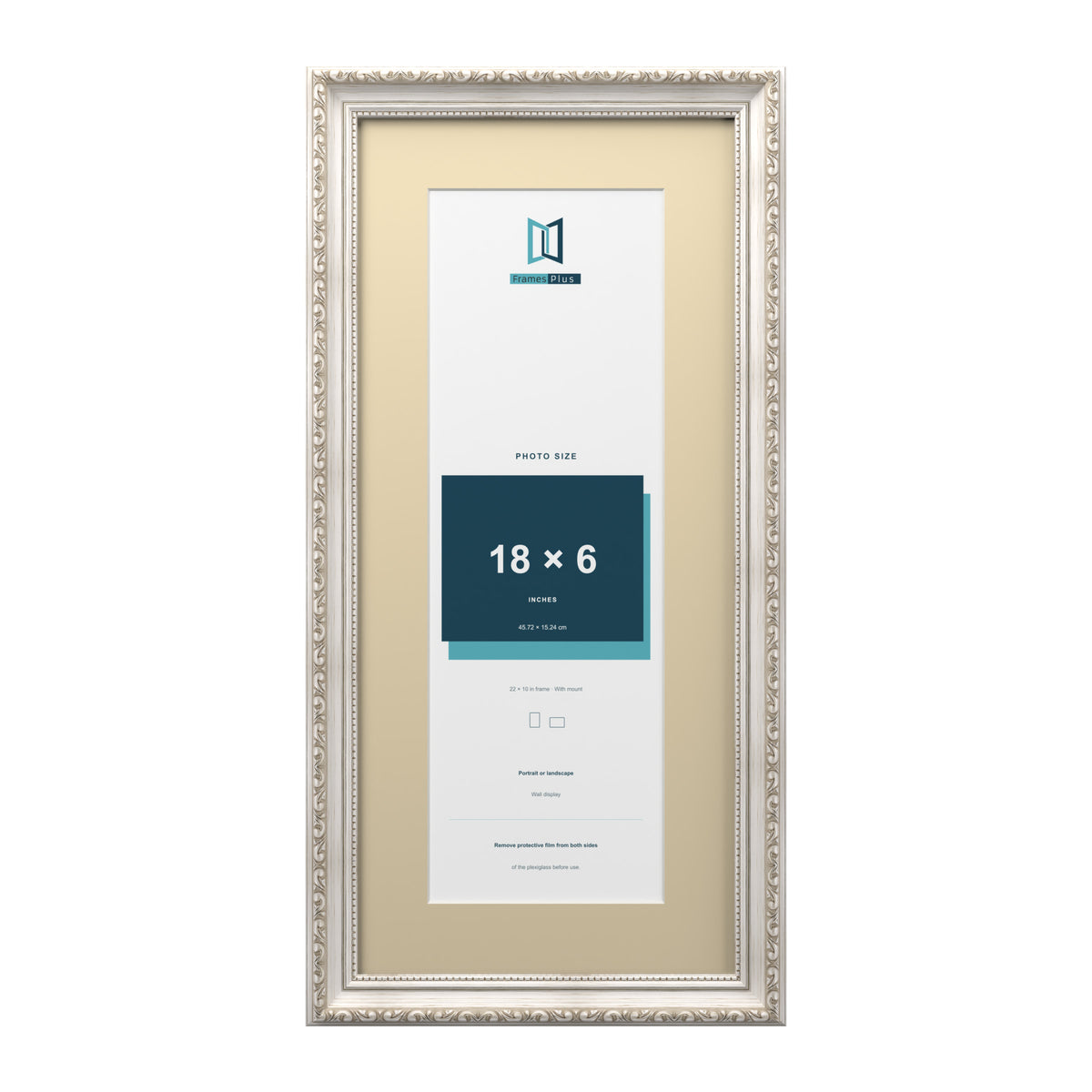 Louis Range Silver Picture, Photo & Poster Frame with Ivory Mount - 22x10" Frame for 18x6" Photo, Silver