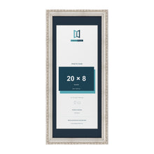 Louis Range Silver Picture, Photo & Poster Frame with Pacific Blue Mount - 24x10" Frame for 20x8" Photo, Silver