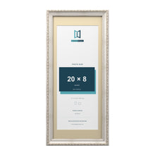 Louis Range Silver Picture, Photo & Poster Frame with Ivory Mount - 24x10" Frame for 20x8" Photo, Silver