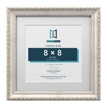 Louis Range Silver Picture, Photo & Poster Frame with White Mount - 11x11" Frame for 8x8" Photo, Silver