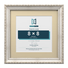 Louis Range Silver Picture, Photo & Poster Frame with Ivory Mount - 11x11" Frame for 8x8" Photo, Silver