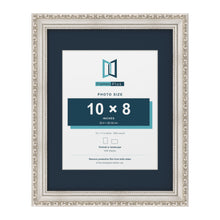 Louis Range Silver Picture, Photo & Poster Frame with Pacific Blue Mount - 14x11" Frame for 10x8" Photo, Silver