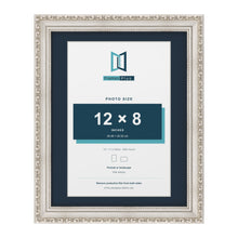 Louis Range Silver Picture, Photo & Poster Frame with Pacific Blue Mount - 14x11" Frame for 12x8" Photo, Silver