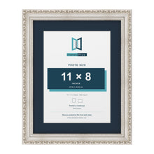 Louis Range Silver Picture, Photo & Poster Frame with Pacific Blue Mount - 14x11" Frame for 11x8" Photo, Silver