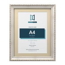Louis Range Silver Picture, Photo & Poster Frame with Ivory Mount - 14x11" Frame for A4 Photo, Silver