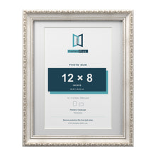 Louis Range Silver Picture, Photo & Poster Frame with White Mount - 14x11" Frame for 12x8" Photo, Silver