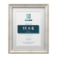 Louis Range Silver Picture, Photo & Poster Frame with White Mount - 14x11" Frame for 11x8" Photo, Silver
