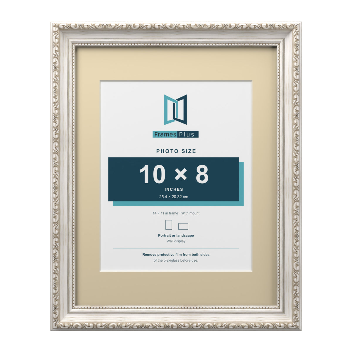 Louis Range Silver Picture, Photo & Poster Frame with Ivory Mount - 14x11" Frame for 10x8" Photo, Silver