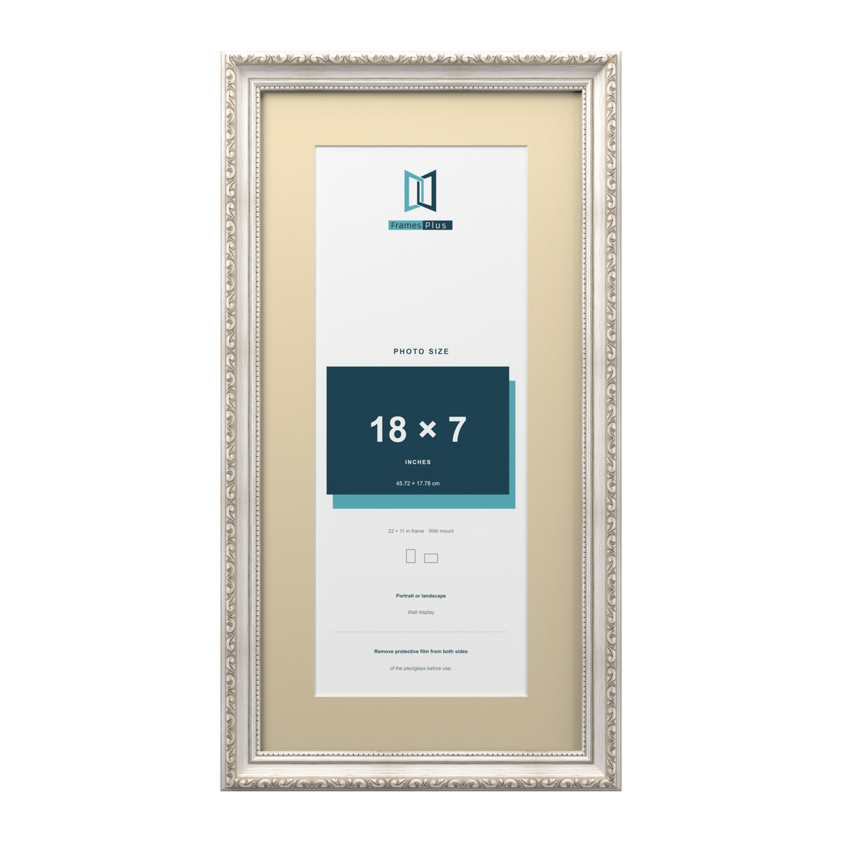 Louis Range Silver Picture, Photo & Poster Frame with Ivory Mount - 22x11" Frame for 18x7" Photo, Silver