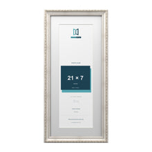 Louis Range Silver Picture, Photo & Poster Frame with White Mount - 25x11" Frame for 21x7" Photo, Silver