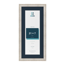 Louis Range Silver Picture, Photo & Poster Frame with Pacific Blue Mount - 25x11" Frame for 21x7" Photo, Silver
