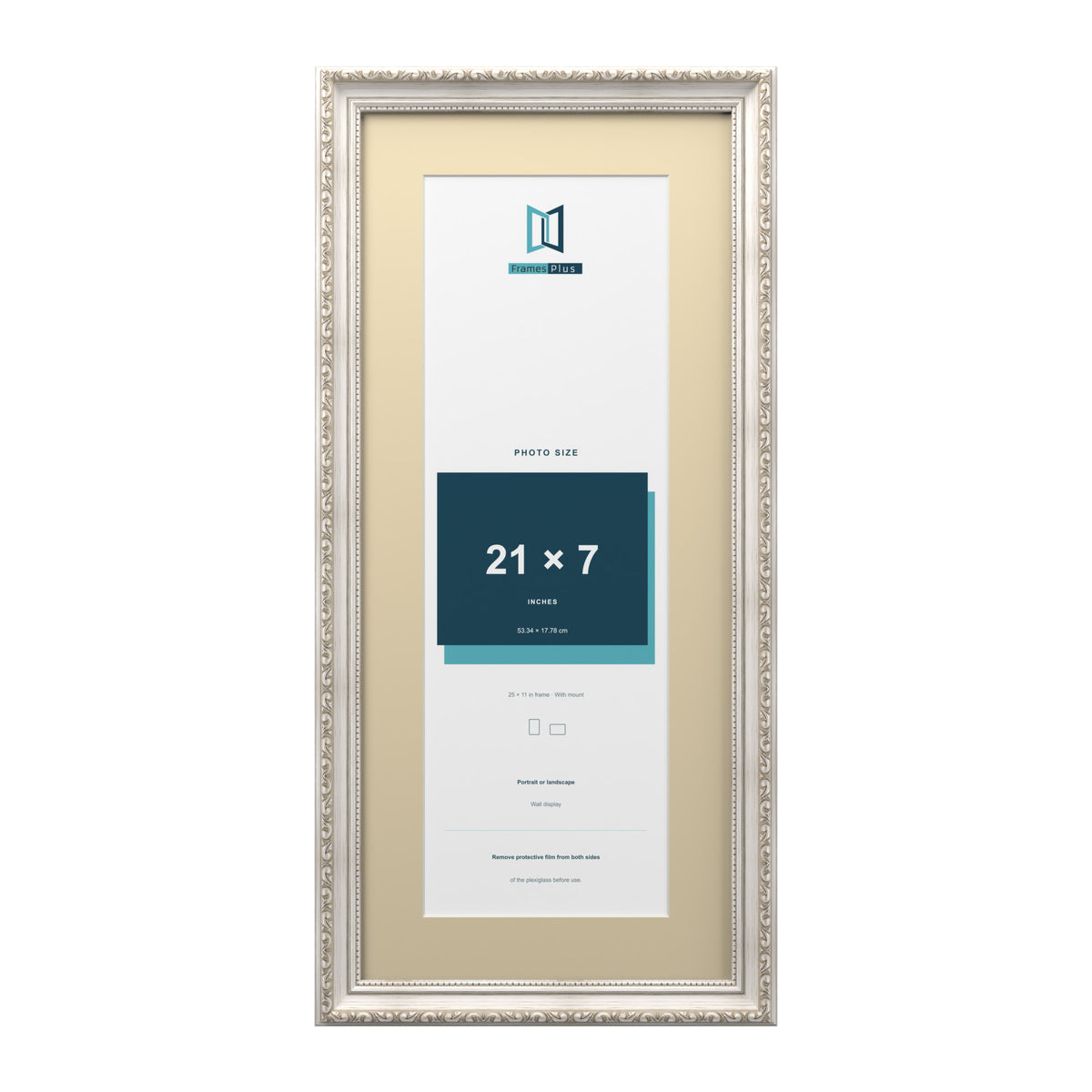 Louis Range Silver Picture, Photo & Poster Frame with Ivory Mount - 25x11" Frame for 21x7" Photo, Silver
