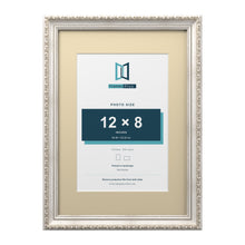 Louis Range Silver Picture, Photo & Poster Frame with Ivory Mount - A3 Frame for 12x8" Photo, Silver