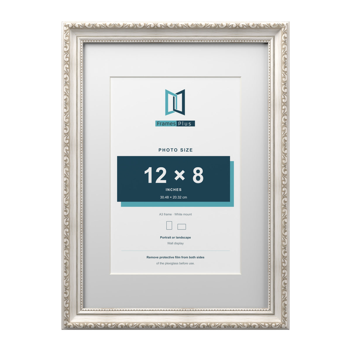 Louis Range Silver Picture, Photo & Poster Frame with White Mount - A3 Frame for 12x8" Photo, Silver