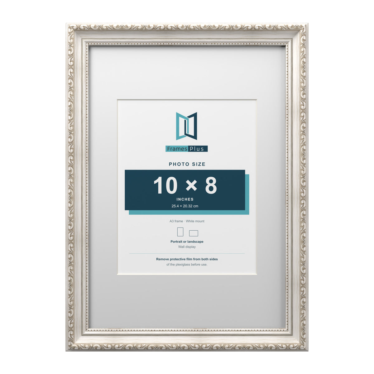 Louis Range Silver Picture, Photo & Poster Frame with White Mount - A3 Frame for 10x8" Photo, Silver