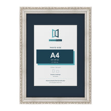 Louis Range Silver Picture, Photo & Poster Frame with Pacific Blue Mount - A3 Frame for A4 Photo, Silver