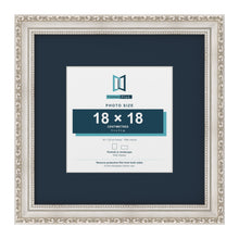 Louis Range Silver Picture, Photo & Poster Frame with Pacific Blue Mount - 30x30cm Frame for 18x18cm Photo, Silver