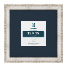 Louis Range Silver Picture, Photo & Poster Frame with Pacific Blue Mount - 30x30cm Frame for 15x15cm Photo, Silver