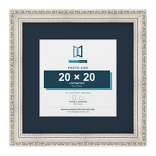 Louis Range Silver Picture, Photo & Poster Frame with Pacific Blue Mount - 30x30cm Frame for 20x20cm Photo, Silver