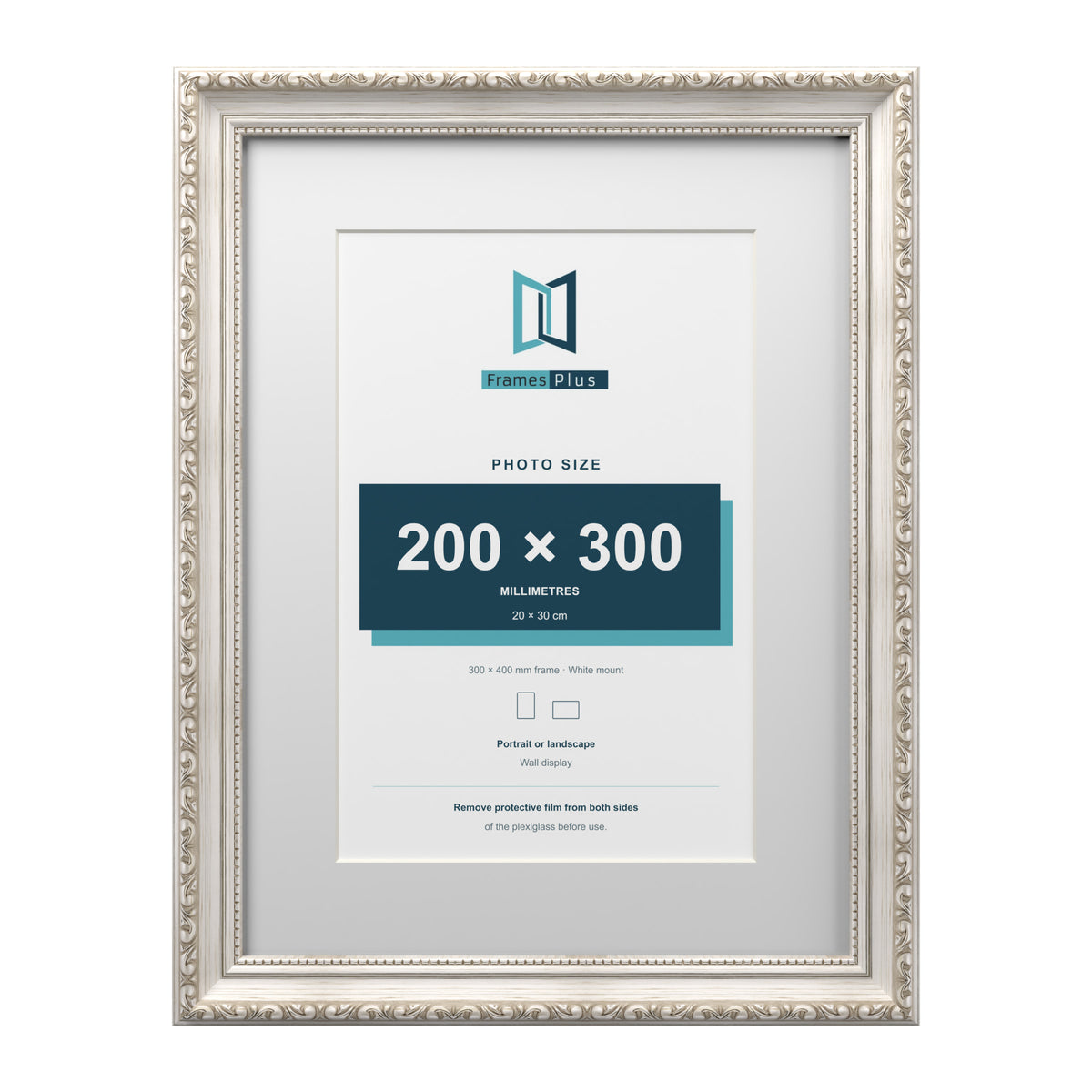 Louis Range Silver Picture, Photo & Poster Frame with White Mount - 40x30cm Frame for 30x20cm Photo, Silver