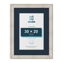 Louis Range Silver Picture, Photo & Poster Frame with Pacific Blue Mount - 40x30cm Frame for 30x20cm Photo, Silver