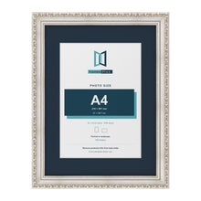 Louis Range Silver Picture, Photo & Poster Frame with Pacific Blue Mount - 40x30cm Frame for A4 Photo, Silver