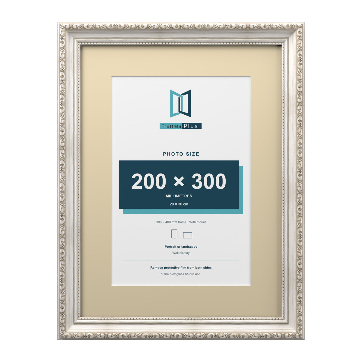 Louis Range Silver Picture, Photo & Poster Frame with Ivory Mount - 40x30cm Frame for 30x20cm Photo, Silver