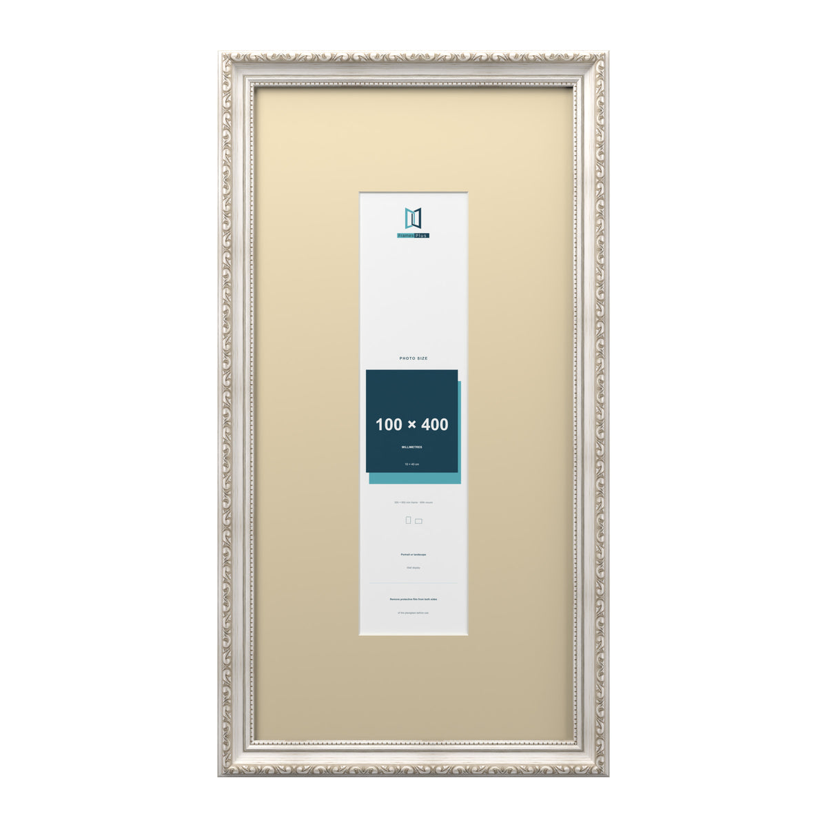 Louis Range Silver Picture, Photo & Poster Frame with Ivory Mount - 60x30cm Frame for 40x10cm Photo, Silver