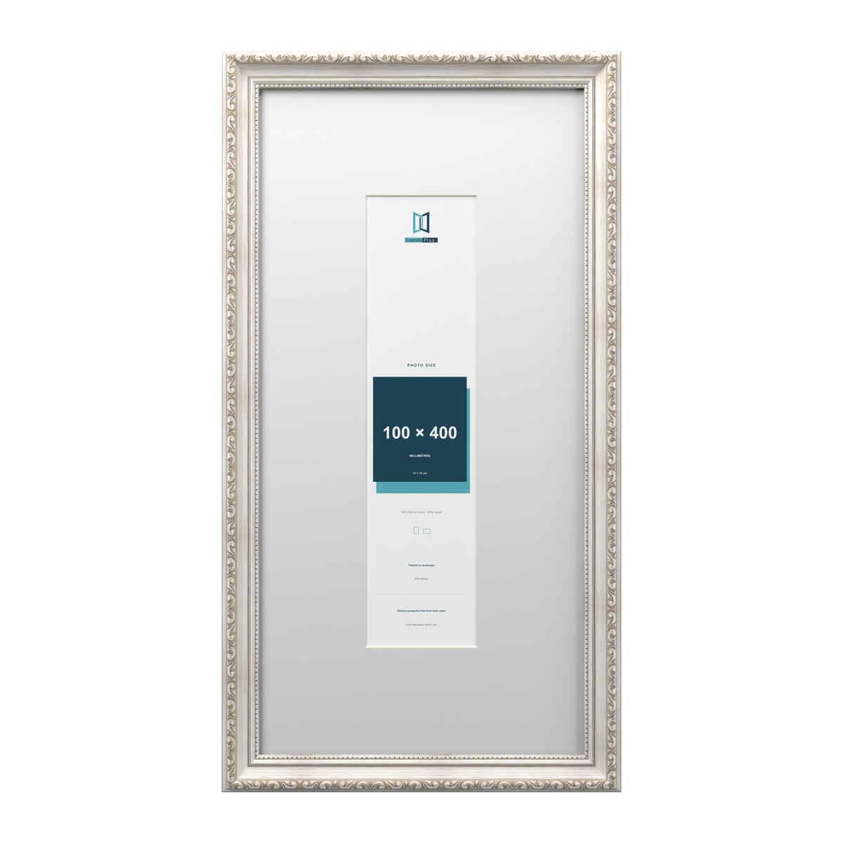 Louis Range Silver Picture, Photo & Poster Frame with White Mount - 60x30cm Frame for 40x10cm Photo, Silver