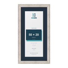 Louis Range Silver Picture, Photo & Poster Frame with Pacific Blue Mount - 60x30cm Frame for 50x20cm Photo, Silver