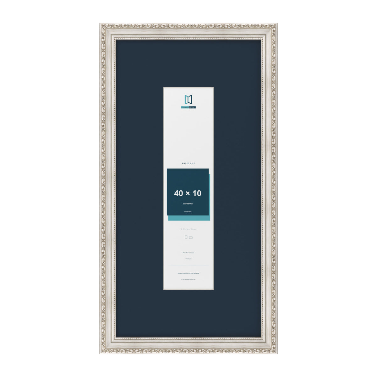 Louis Range Silver Picture, Photo & Poster Frame with Pacific Blue Mount - 60x30cm Frame for 40x10cm Photo, Silver