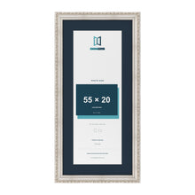 Louis Range Silver Picture, Photo & Poster Frame with Pacific Blue Mount - 65x30cm Frame for 55x20cm Photo, Silver
