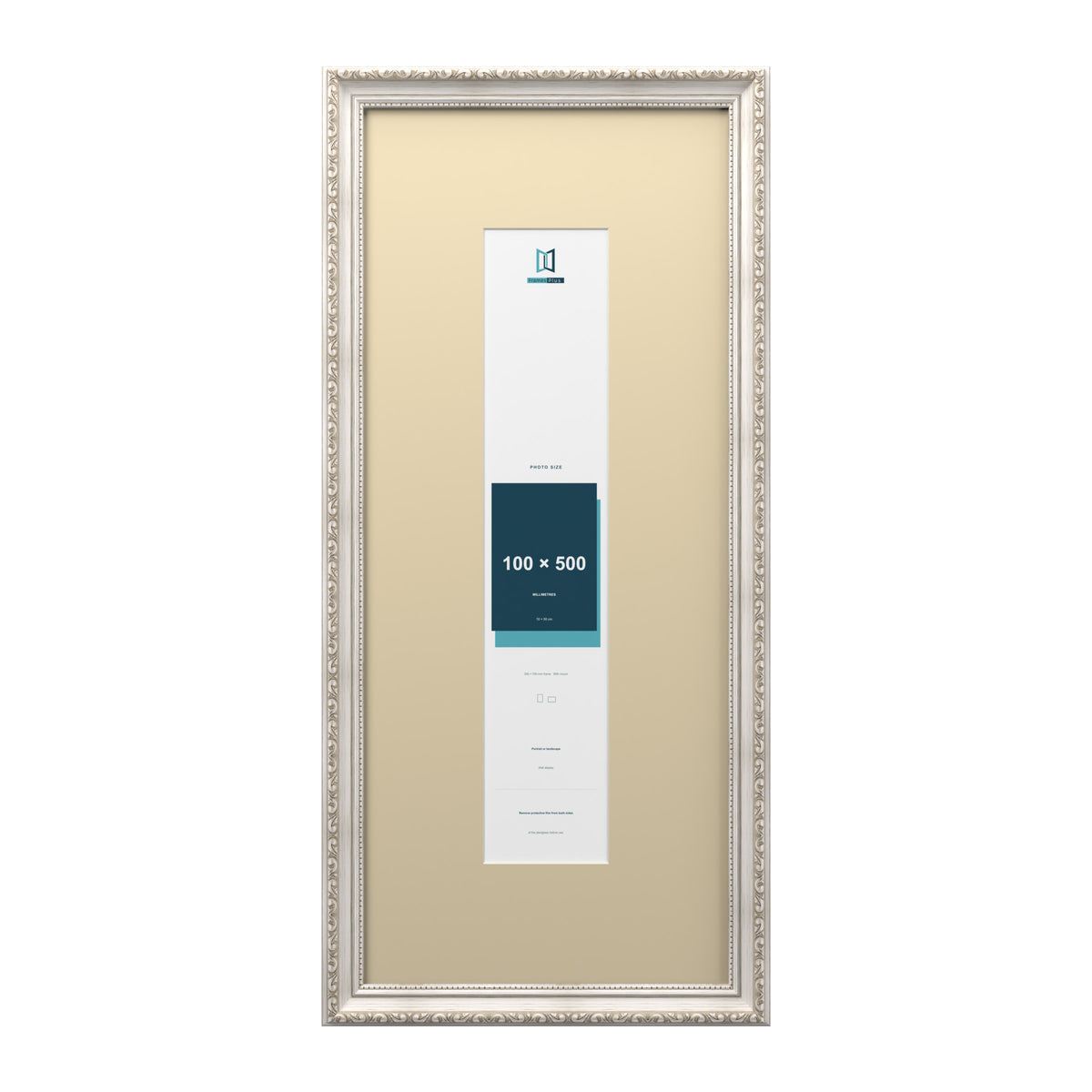 Louis Range Silver Picture, Photo & Poster Frame with Ivory Mount - 70x30cm Frame for 50x10cm Photo, Silver