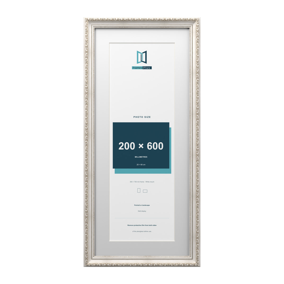 Louis Range Silver Picture, Photo & Poster Frame with White Mount - 70x30cm Frame for 60x20cm Photo, Silver