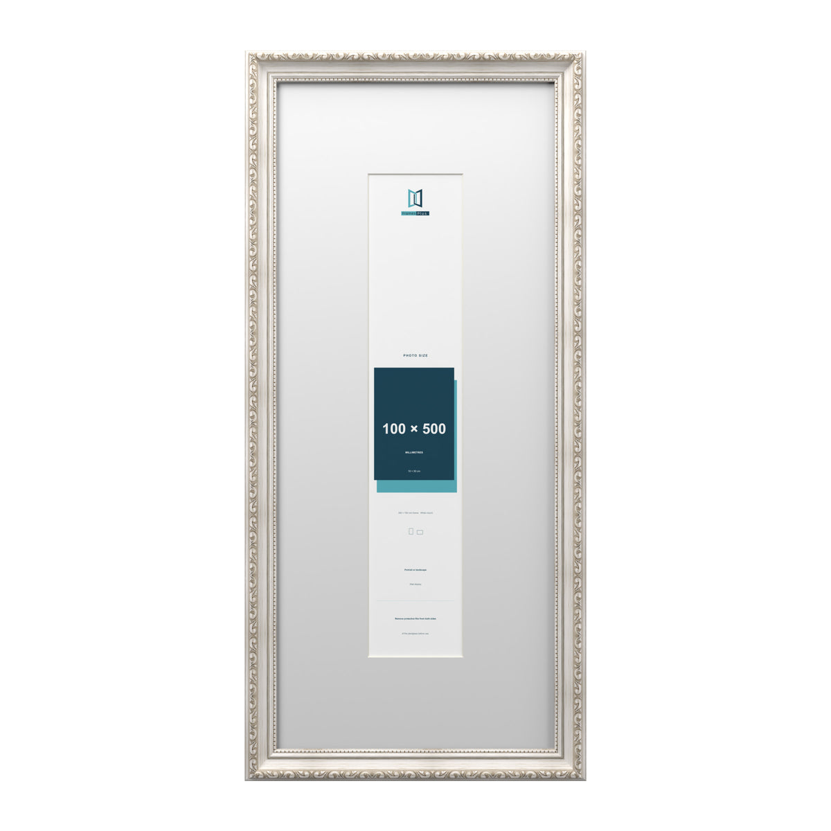 Louis Range Silver Picture, Photo & Poster Frame with White Mount - 70x30cm Frame for 50x10cm Photo, Silver