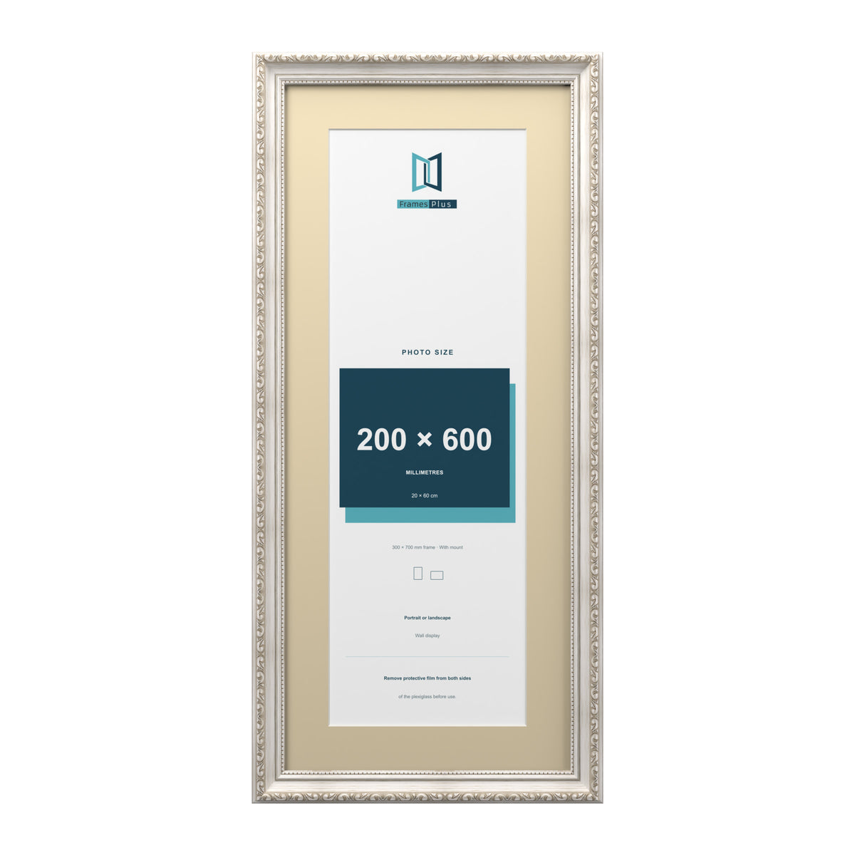Louis Range Silver Picture, Photo & Poster Frame with Ivory Mount - 70x30cm Frame for 60x20cm Photo, Silver