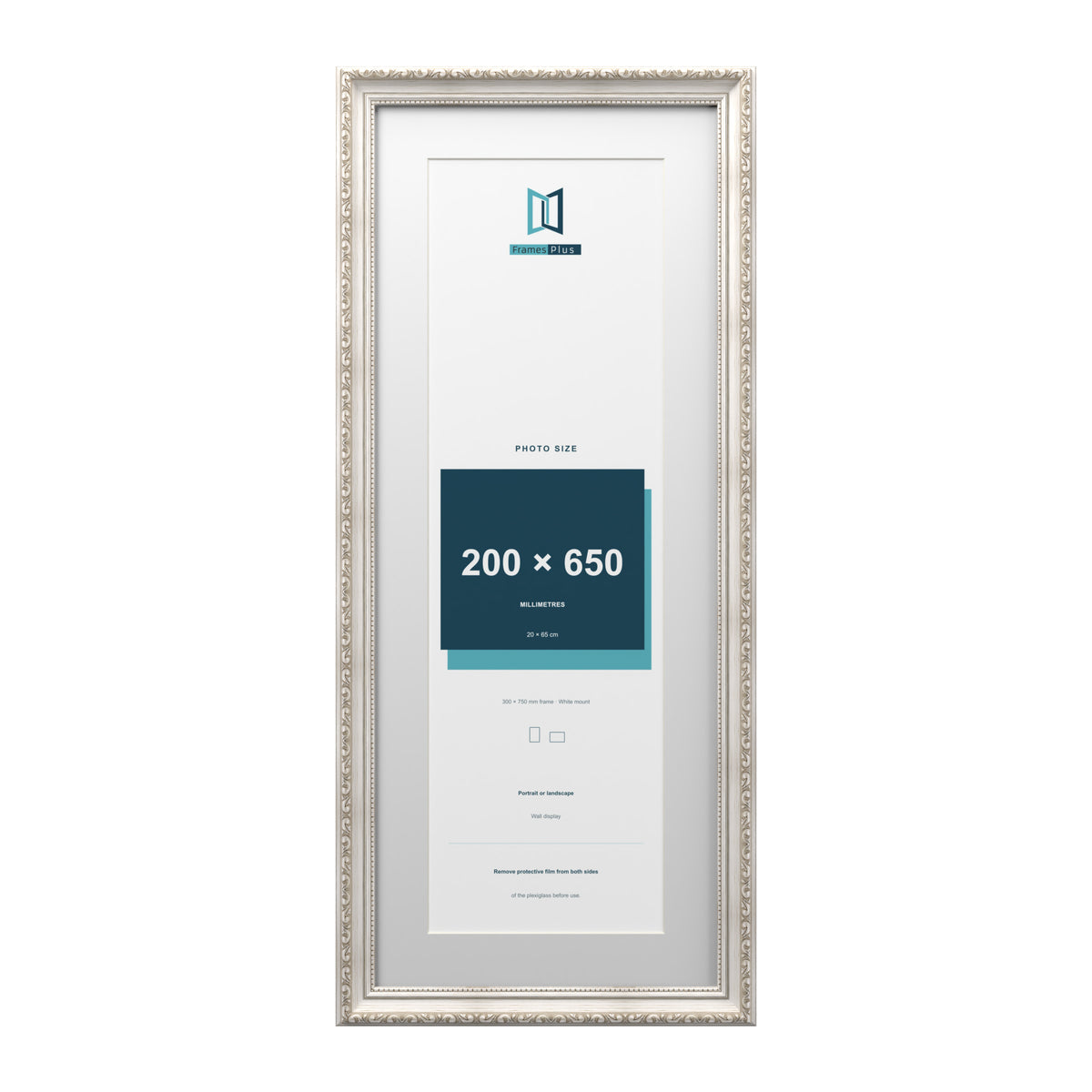 Louis Range Silver Picture, Photo & Poster Frame with White Mount - 75x30cm Frame for 65x20cm Photo, Silver