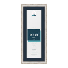 Louis Range Silver Picture, Photo & Poster Frame with Pacific Blue Mount - 75x30cm Frame for 65x20cm Photo, Silver