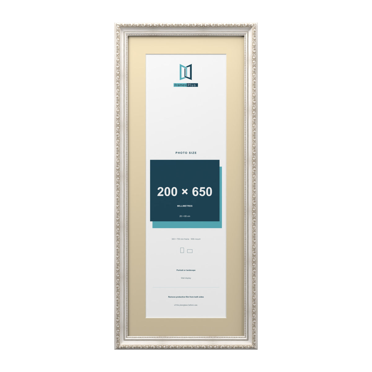 Louis Range Silver Picture, Photo & Poster Frame with Ivory Mount - 75x30cm Frame for 65x20cm Photo, Silver