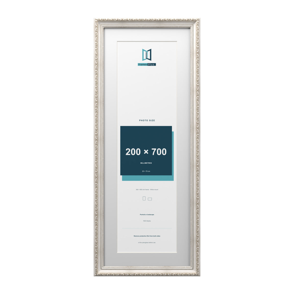 Louis Range Silver Picture, Photo & Poster Frame with White Mount - 80x30cm Frame for 70x20cm Photo, Silver