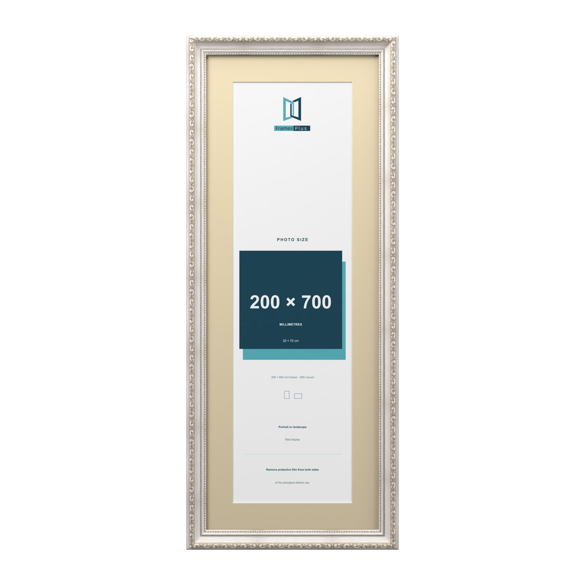 Louis Range Silver Picture, Photo & Poster Frame with Ivory Mount - 80x30cm Frame for 70x20cm Photo, Silver