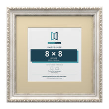 Louis Range Silver Picture, Photo & Poster Frame with Ivory Mount - 12x12" Frame for 8x8" Photo, Silver