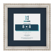 Louis Range Silver Picture, Photo & Poster Frame with Pacific Blue Mount - 12x12" Frame for 8x8" Photo, Silver