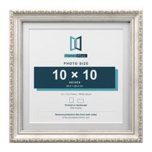 Louis Range Silver Picture, Photo & Poster Frame with White Mount - 12x12" Frame for 10x10" Photo, Silver