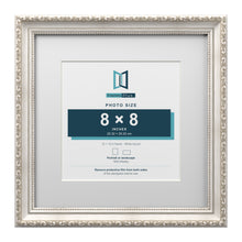 Louis Range Silver Picture, Photo & Poster Frame with White Mount - 12x12" Frame for 8x8" Photo, Silver